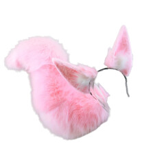 Chats loup renards oreilles bandeau fourrure-Costume rose