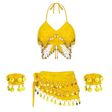 Blingbling Fringe Dance Suit No Mark Design Gemakkelijk-Gele os