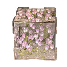 DIY Tulip Mirror Lamp Simulation Flower Bedroom Sleeping Table Handmade Tulip Small Night Light Gift Purpler