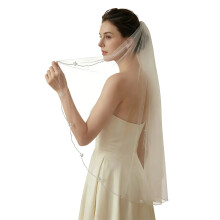 Elegant Floral Veils For Wedding Bride Lightweight-Beige