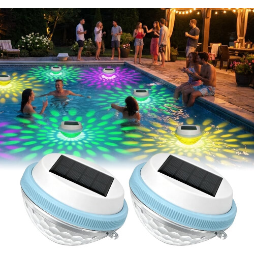 (2PCS-MIX, -) LED Solar Powered Floating Pool Lights, 3 Dimming Modes 2PCS 2