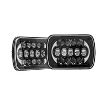2PCS 5x7 Inch LED Square Front Headlights with Daytime Running Lights for Cherokee XJ YJ