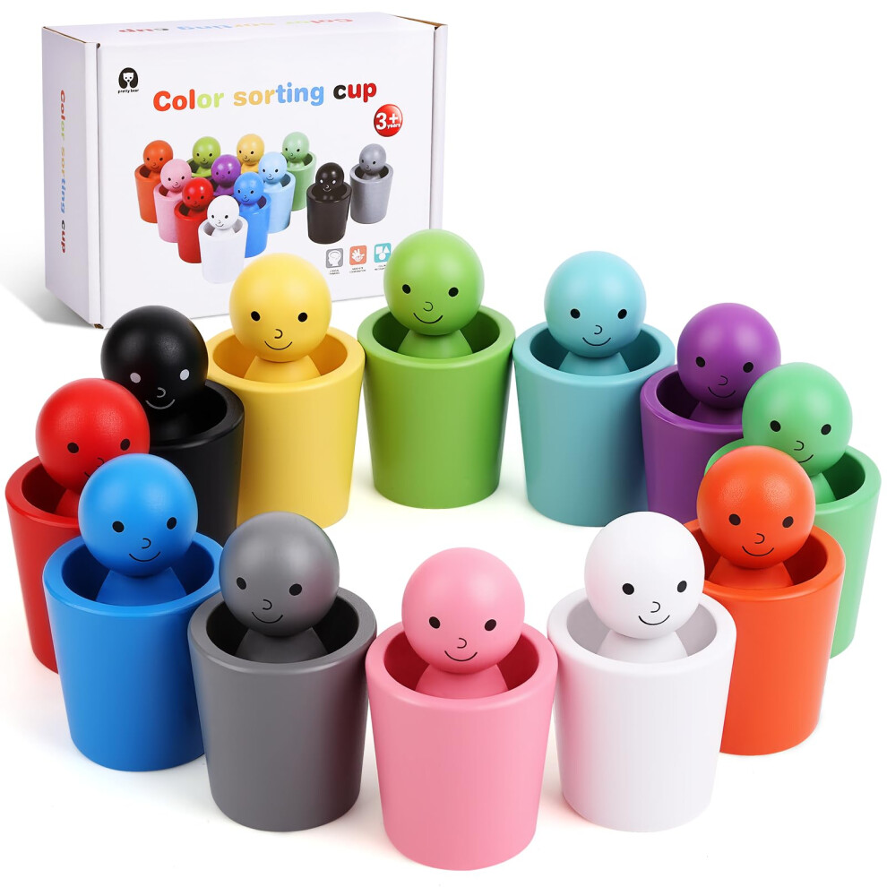 Photos - Other Toys Azazaza Wooden Color-Sorting Cups & Peg Dolls for Matching and Recognition, Preschool Learning Toys