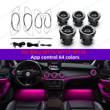 (APP control all set, CLA W117(13-19)) For Mercedes-Benz A CLA GLA W176 W117 W156 Turbine Air Vent Ambient Light Kit 12/64 Colors Air Vents Car Parts