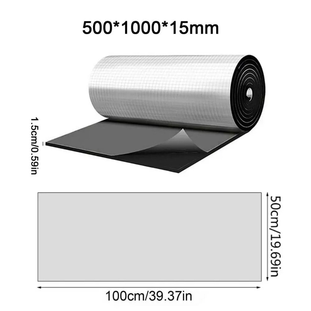 (15Mm-50X100cm) Self-Adhesive Aluminum Foil Insulation Roll Heatproof Soundproof And Noise Reduction For Car Rv Foam Floor Roof Pipe Insulation 7462074899615