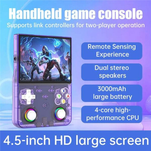Console de Videogame de Código Aberto R36 Ultra X com Tela IPS de 4,5 Polegadas, 128 GB, Pocket Player, Wi-Fi 2.4G, PSP C 1