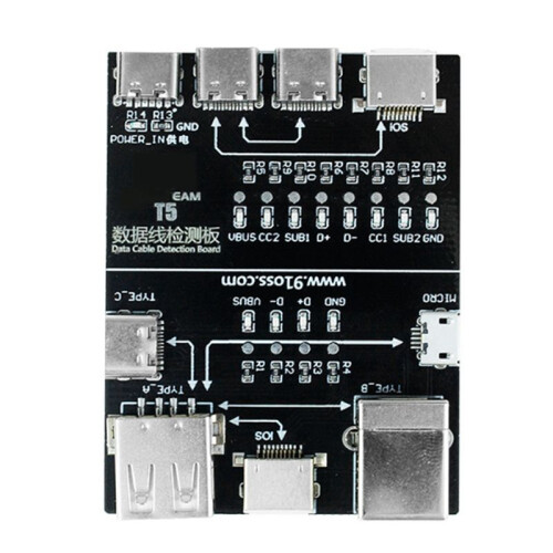 T5 -Off Data Cable Detection Board Universal IOS Android Type-C Micro-USB Data Cable Abnormal Testing Rapid Detector
