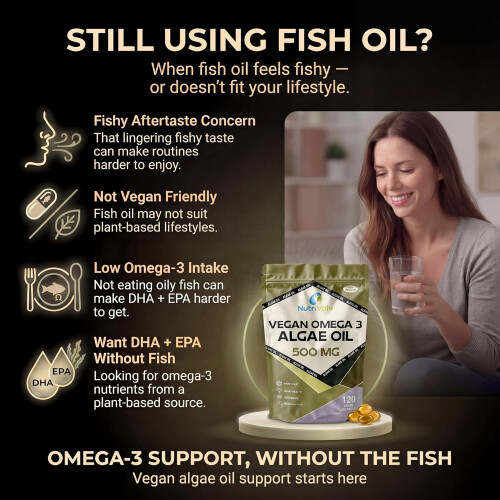 NutriVolv Omega 3 Algae Oil 500mg (120 Softgels) 2