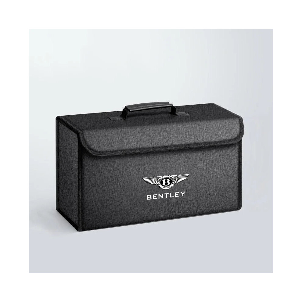 (Black) For Bentley Continental Gt Mulliner Bentayga Flying Hurtling Spurlogo Car Trunk Leather Storage Box Foldable Stowing Tidying Bag Black 4913320699372
