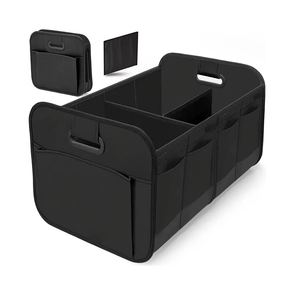 (Black) Collapsible Car Trunk Storage Box, 600D Oxford Fabric Suv Organizer With Reinforced Handles & Multiple Compartments For Vehicle Black 6263142603346