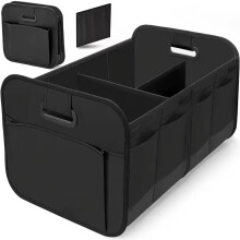(black10) Collapsible Car Trunk Storage Box, 600D Oxford Fabric SUV Organizer with Reinforced Handles & Multiple Compartments for Vehicle