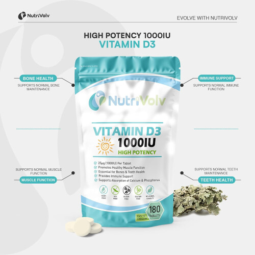 NutriVolv Vitamin D3 1000IU Tablets 180 Pack 1