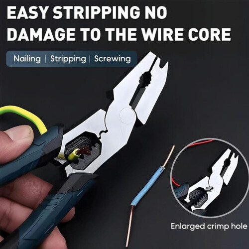 (2pc, -) 9-In-1 Multi-Functional Wire Stripping Pliers, Compound Leverage 1