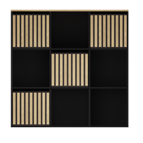 Kube 3x3 Storage Display Unit Black/Medium Oak 2