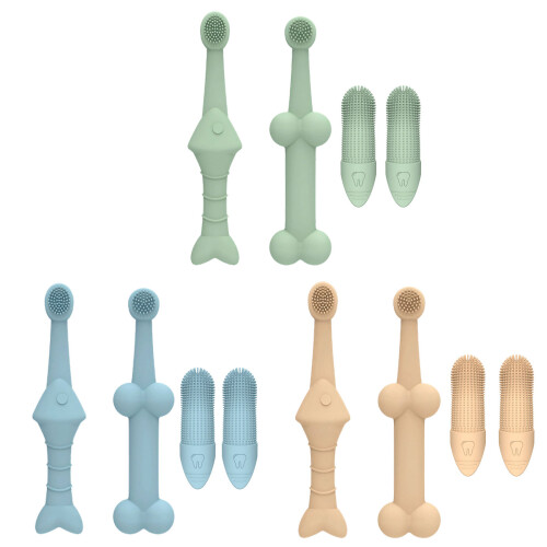 Brosse à dents pour animaux de compagnie, 4 pièces, pour-Vert 1
