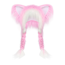 Winterhoed met cartoon dierenthema Zacht polyester,-Roze wit