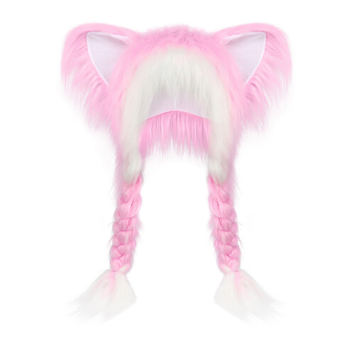 Chapeau d'hiver en polyester en peluche conçu avec-Rose blanc