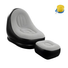 Canapé gonflable fonctionnel avec pompe à pied, support-Noir