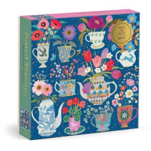 Galison Tazze da Giardino - Puzzle in Foil da 500 Pezzi con Bellissima Arte di Tazze da Giardino