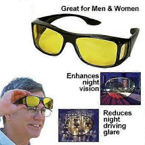 (Black) Unisex Hd Night Vision Driving Sunglasses Fine Over Wrap Around 1
