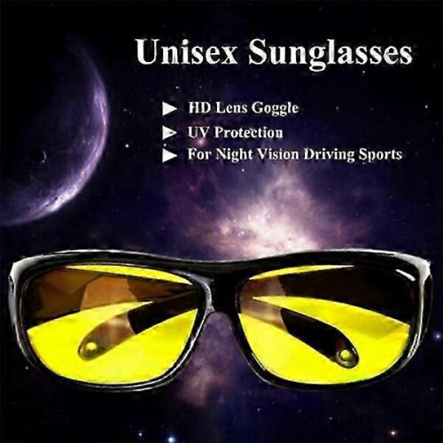(Black) Unisex Hd Night Vision Driving Sunglasses Fine Over Wrap Around 2