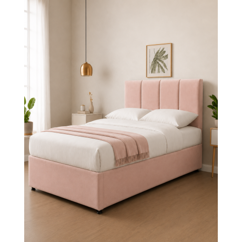 Modern Upholstered Bed with USB & Drawers Pink 6FT 2