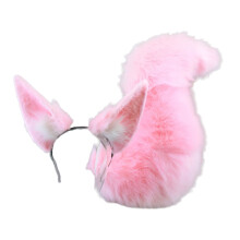 Vossen Katten Oren Haar Hoofddeksels Nepbont Vossen-Roze pak