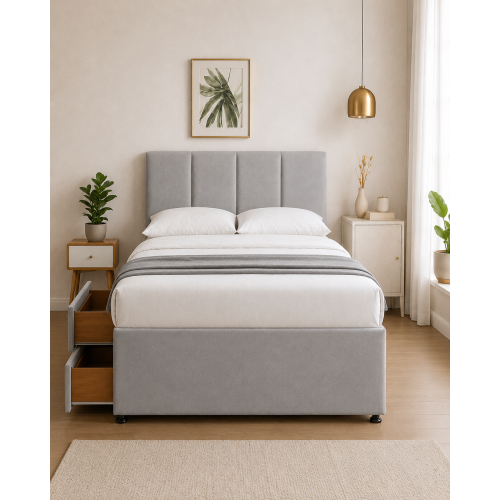Modern Upholstered Bed with USB, Drawers Silver3FT 1