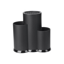 (black6, 5) Universal Safety Knife Holder 3-in-1 Large Kitchen Utensil Drain Rack Black Kitchenware Storage Rack