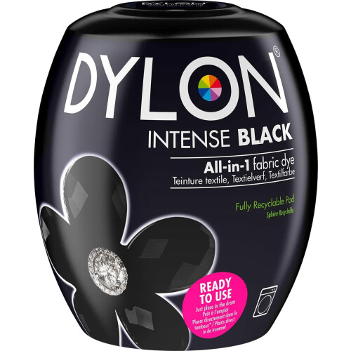 Dylon Dylon Washing Machine Fabric Dye Pod Intense Black, 350g, Packaging May Vary