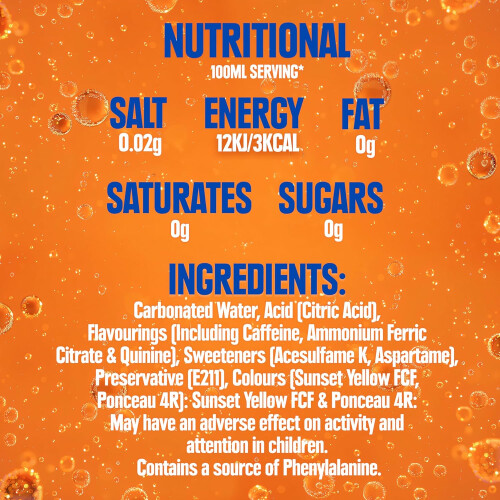 IRN-BRU Zero, No Sugar Fizzy Drinks 330ml -12 Can Multipack 2
