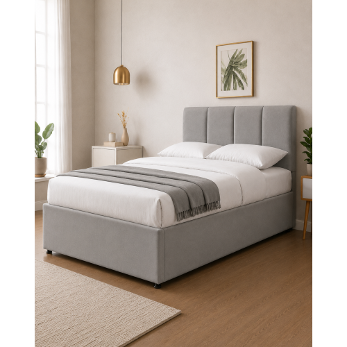 Modern Upholstered Bed with USB, Drawers Silver6FT 2