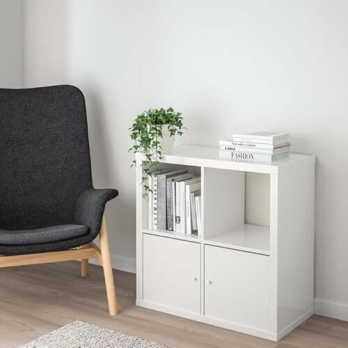 ikea 2-Door High-Gloss White 4 Cube Unit 77x77cm