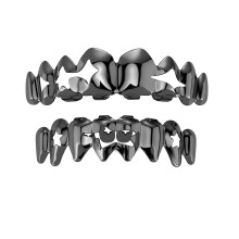 Holle Star Grillzs tanden sieraden glad-Zwart pistool verguld