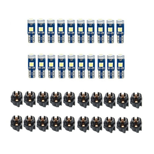 20Pcs T5 LED Lights for Car Dashboard Panel Gauge Indicator, 3030-3SMD Light Replacement with Twist Lock Socket - Green