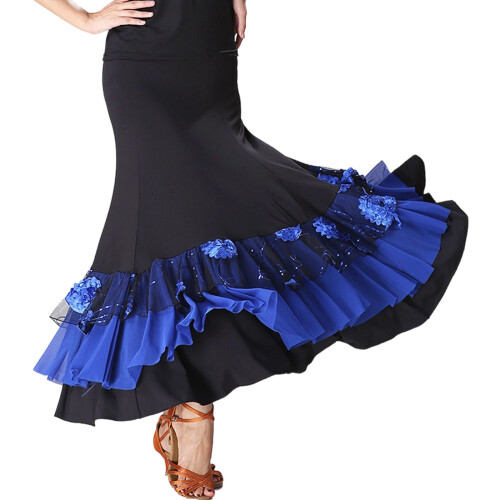 Ballroom Dance Skirt With Sparkling Sequins Comfortable-B