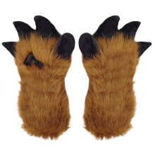 Nepbont Dieren Vossen Poten Wanten Halloween Cosplay-C zwart