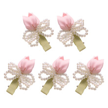 Blumen-Seiten-Haarspange, handgewebtes Design,-Rosa