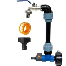 IBC Tank Gooseneck 3/4 Inch Outlet Tap: 2 in 1 IBC Tap Set Includes Tap and Gooseneck for 1000 Litre Outdoor Water Tanks