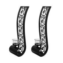 2pcs Vintage Style Candle Holder, Hollowed Out Flower Pattern, Decorative Candle Holder for Living Room and Dining Room