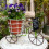Decorative Iron Three Wheel Planter Stand Container With-Blue 11