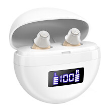 (W-Brown) Invisible Rechargeable Digital Hearing Aids for Elders Seniors with Hearing Loss Sound Amplification Device