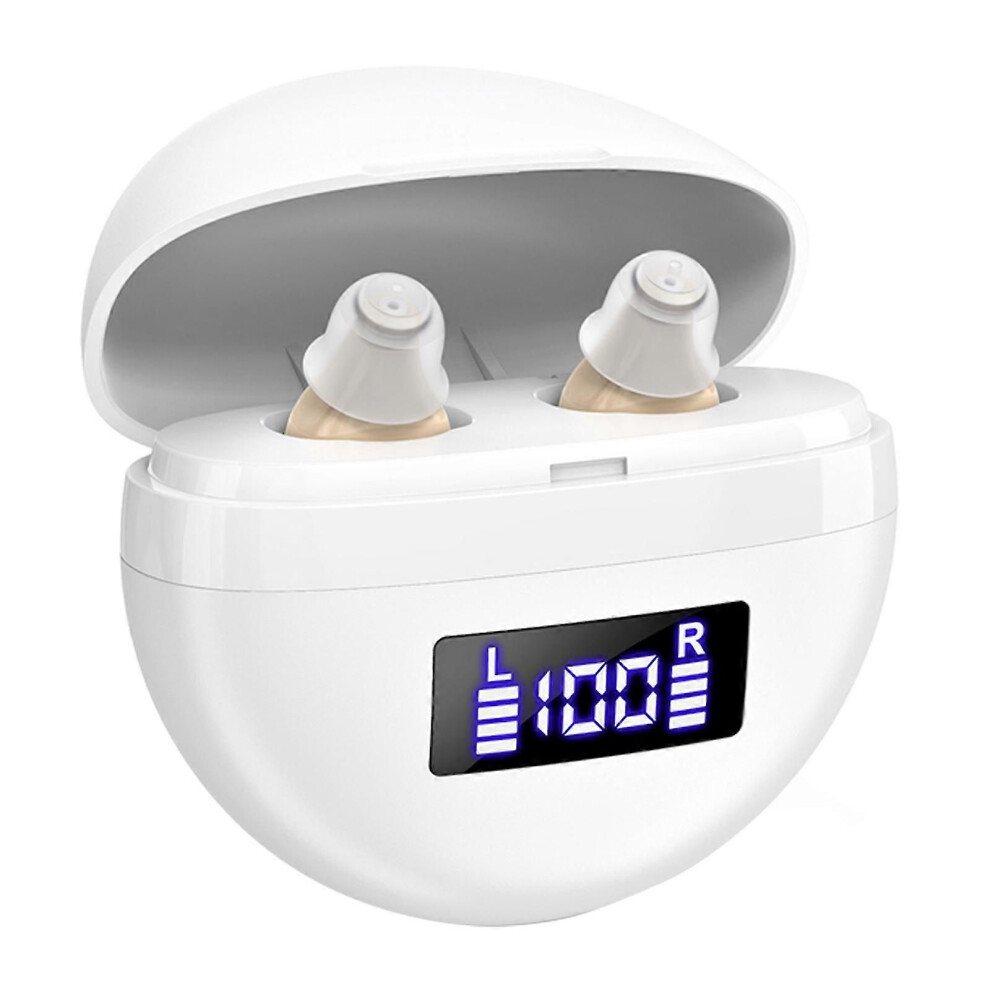 (W-Brown) Invisible Rechargeable Digital Hearing Aids for Elders Seniors with Hearing Loss Sound Amplification Device