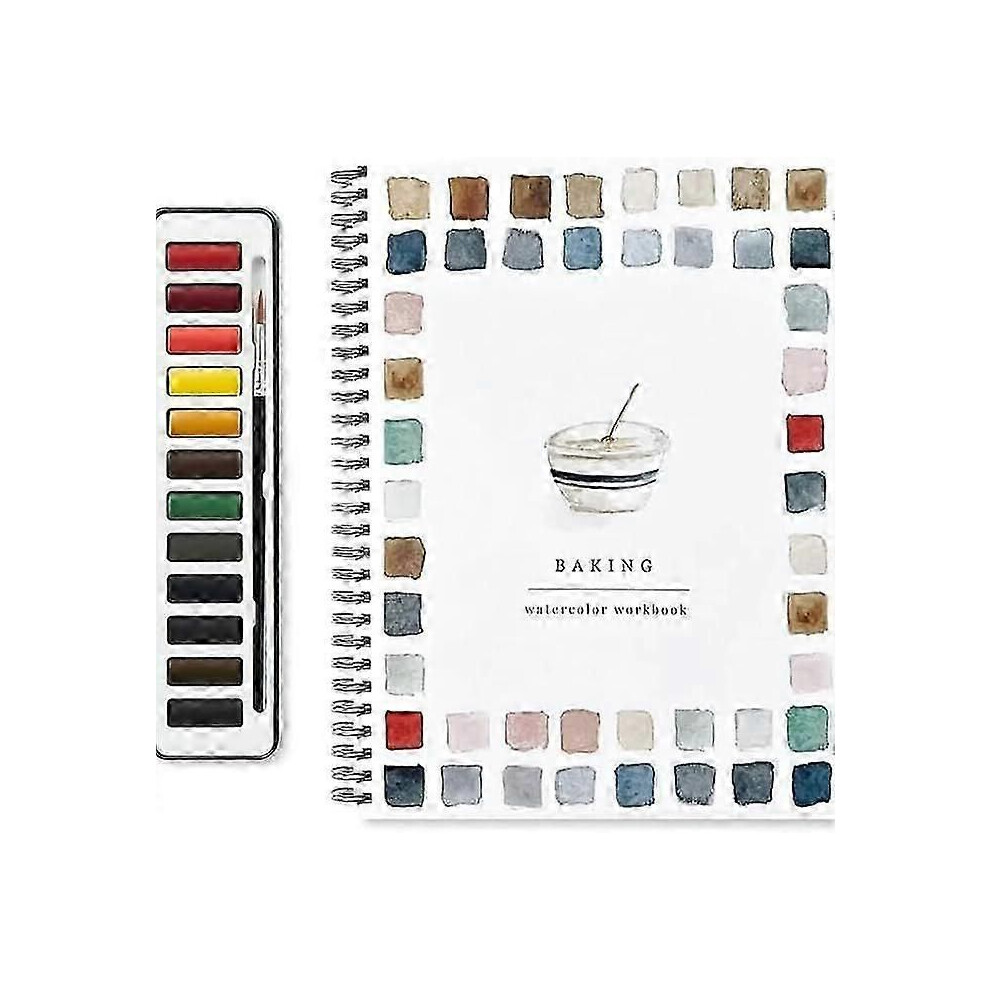 (E) Lex Watercolor Workbook Beginner-Friendly Birds Painting Guide With 12 Colors Paint Set And Brush 8261789363218