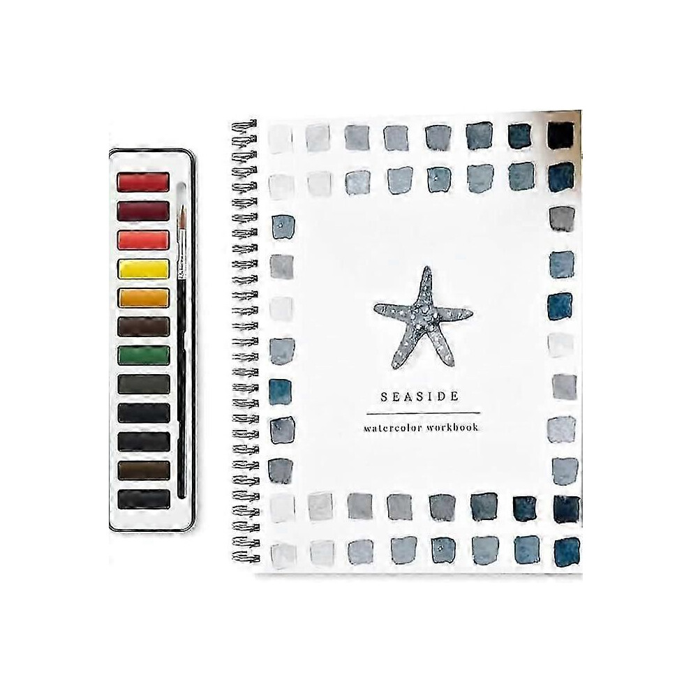 (D) Lex Watercolor Workbook Beginner-Friendly Birds Painting Guide With 12 Colors Paint Set And Brush 8261789363188