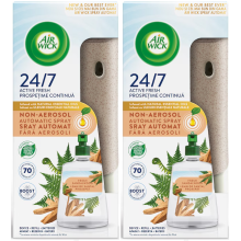2 x Air Wick Active Fresh 24/7 Automatic Spray Diffuser Unit + Fresh Sandalwood Refill 228ml