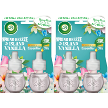 4 x Air Wick Plug in Oil Refills - Spring Breeze & Island Vanilla
