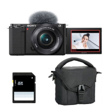 SONY ALPHA ZV-E10 MUSTA + 16-50 PZ + Laukku + SD 8 Gt