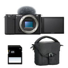 SONY ALPHA ZV-E10 MUSTA NU + Laukku + SD 8 Gt