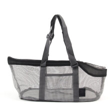 Bolsa de Transporte para Animais de Estimação (Cães e Gatos) - Bolsa de Viagem Dobrável com Alça de Mão, em Malha Respirável Preta